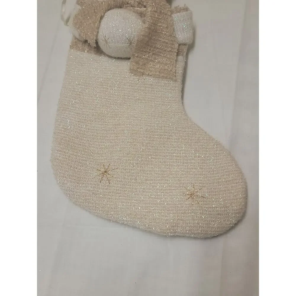 Berkeley Designs Gold Snowman with Snowball Top Christmas Stocking Shimmering